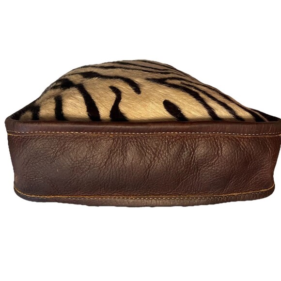 Western Hair On Cowhide Zebra Print Genuine Leather Shoulder Bag Made In USA - Picture 3 of 16